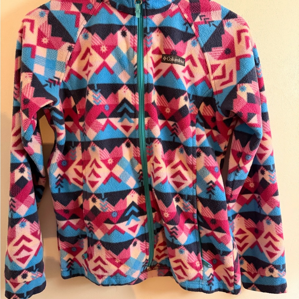 Columbia Girls' Fleece Zip Jacket L (14/16) Geometric Multicolor Pattern
